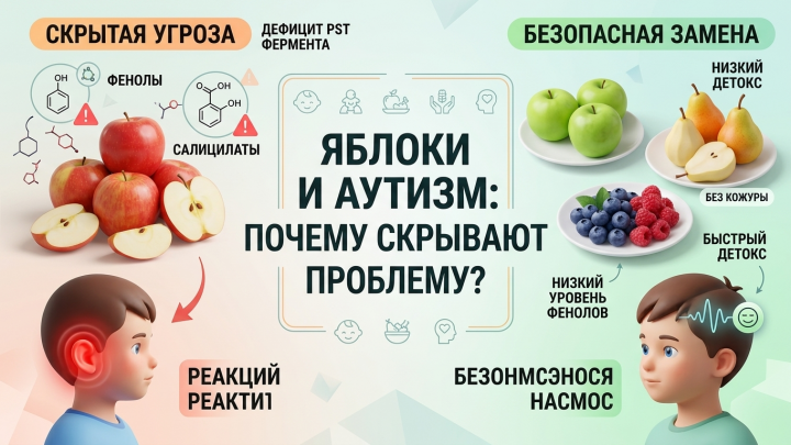 Красные уши и ночной смех: почему обычные яблоки могут портить поведение ребенка с аутизмом?»